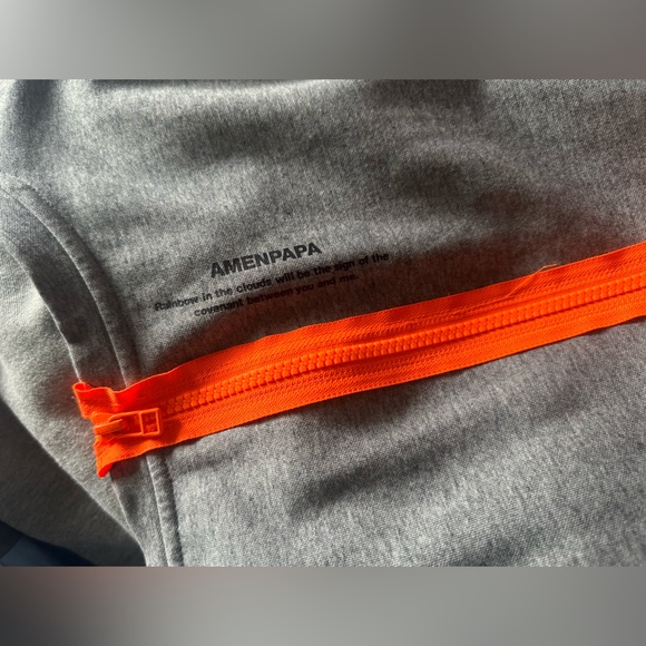 Amenpapa thick cotton shirt-dress in grey with neon orange lace trims - Picture 8 of 9